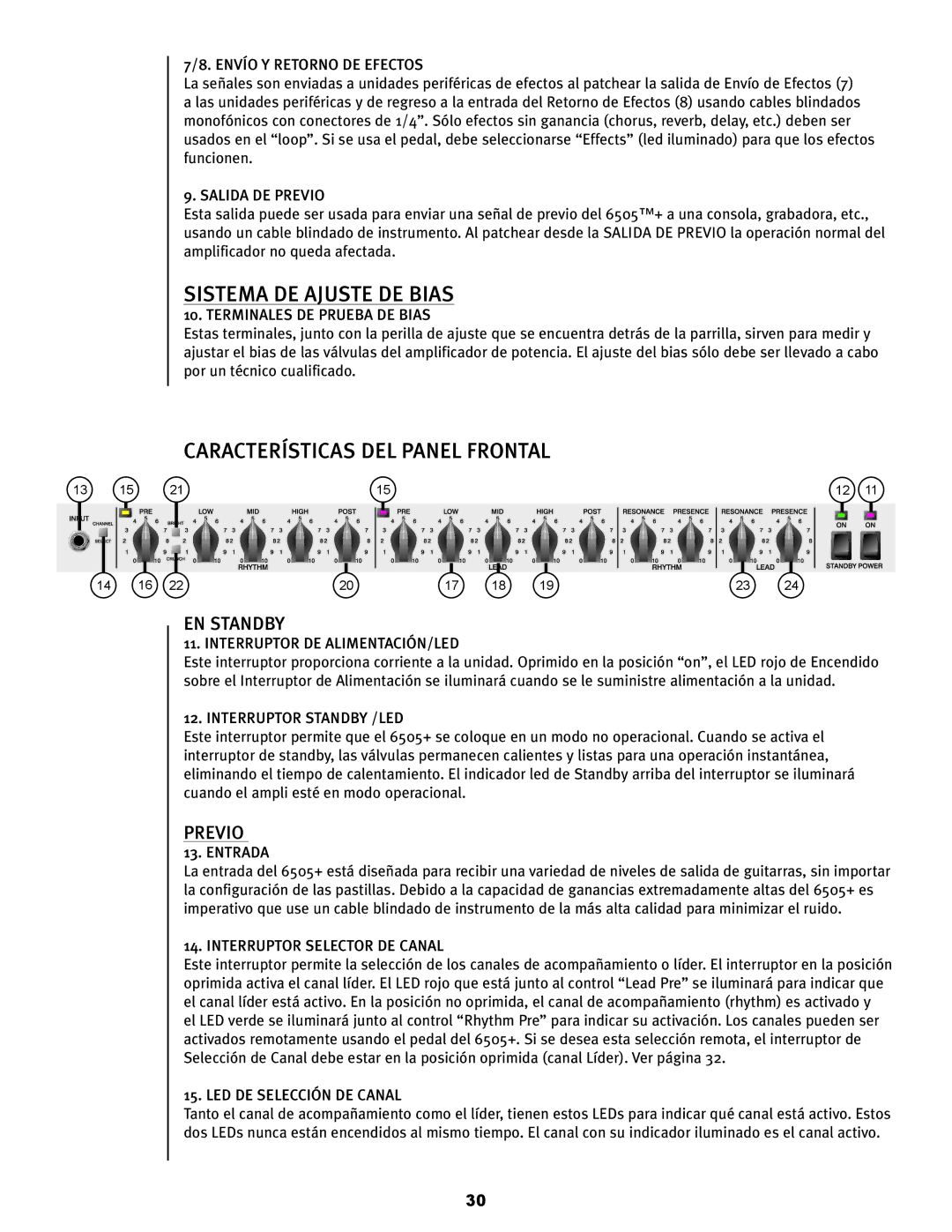 Peavey 6505TM+ operation manual Sistema DE Ajuste DE Bias, Características DEL Panel Frontal 