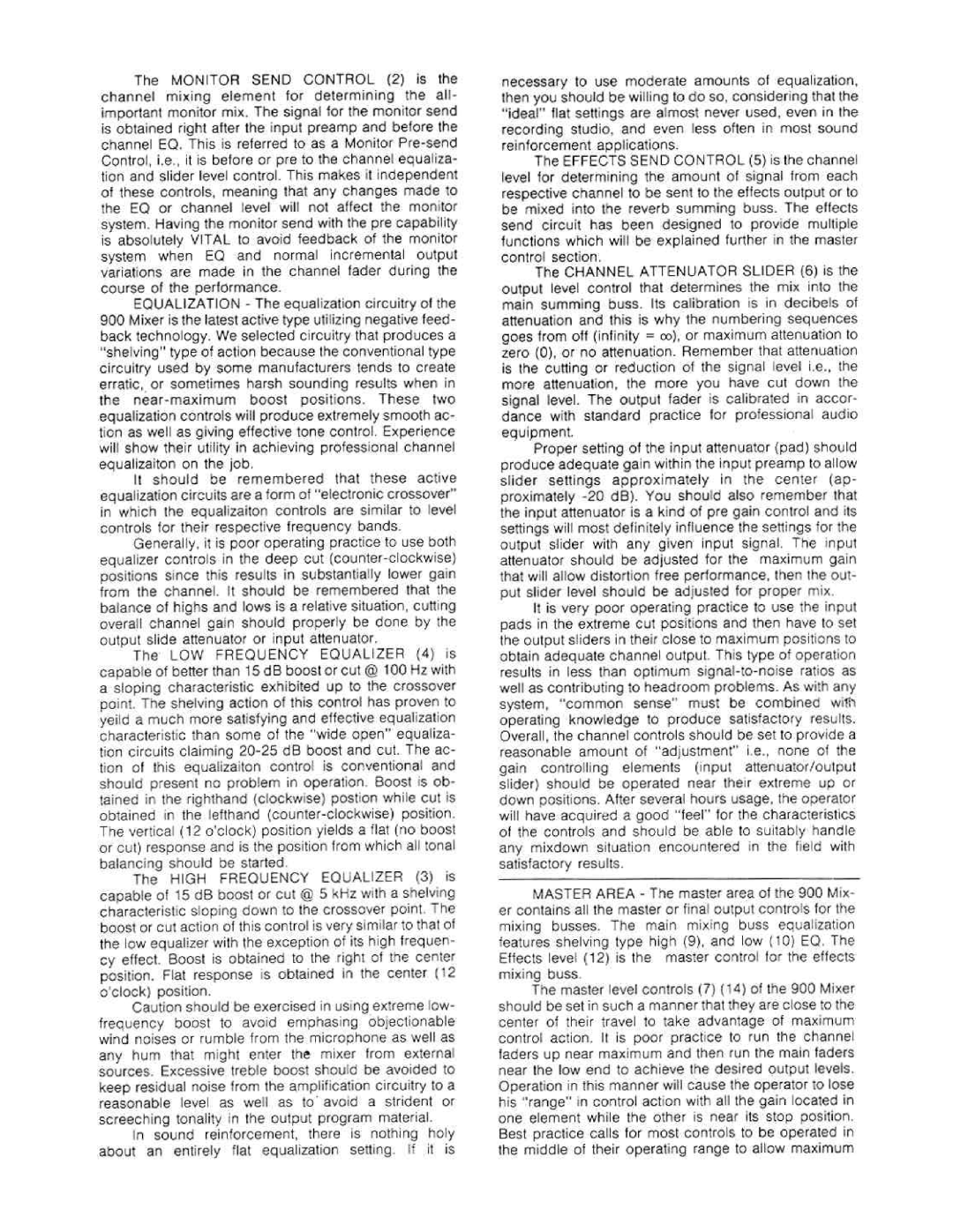 Peavey 900 Mixer manual 