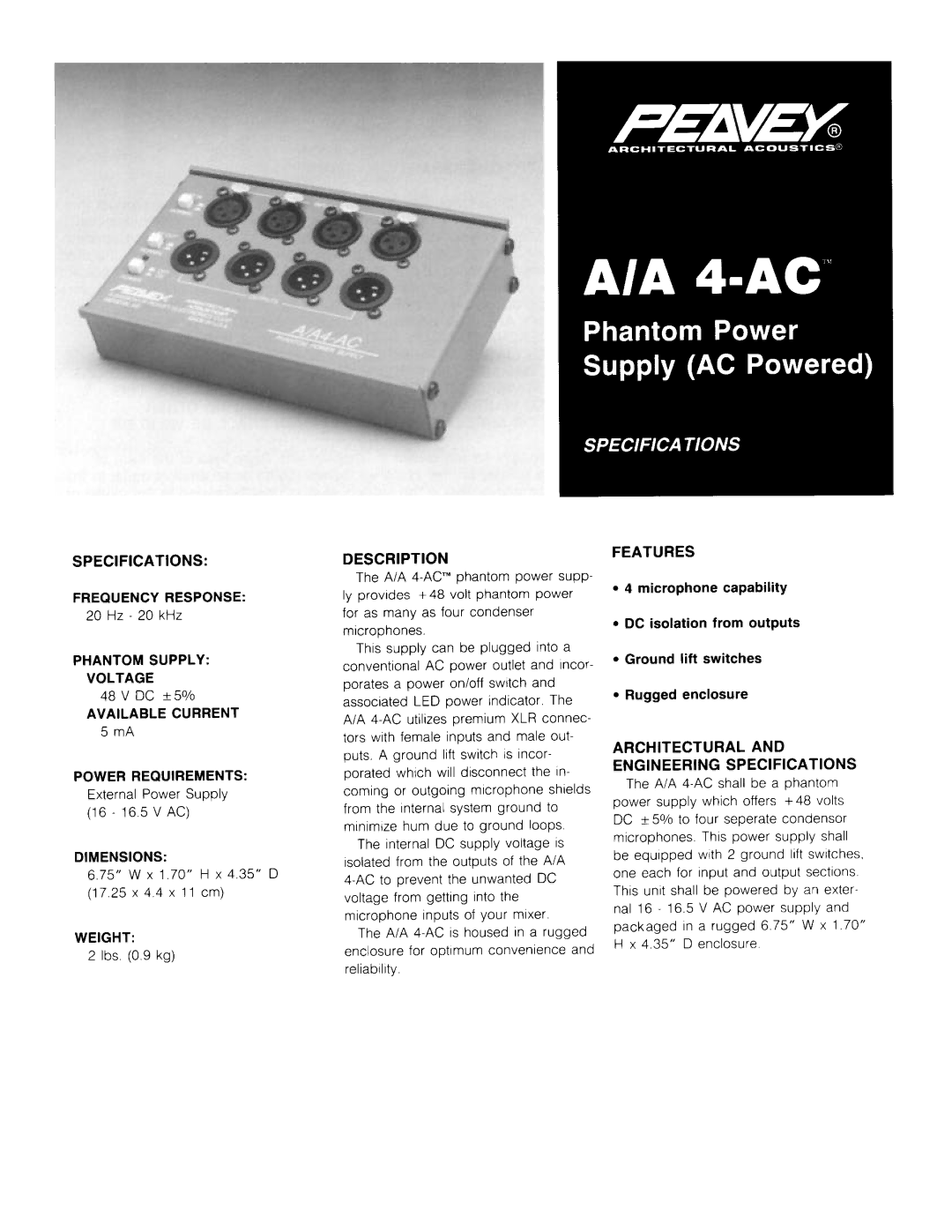 Peavey A/A 4-AC manual 