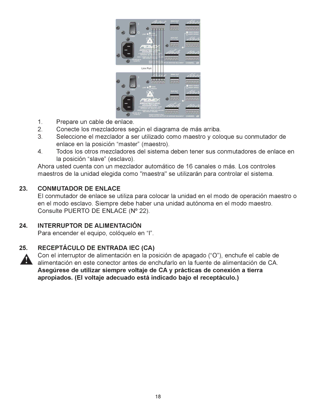 Peavey Automix2 manual Conmutador DE Enlace 