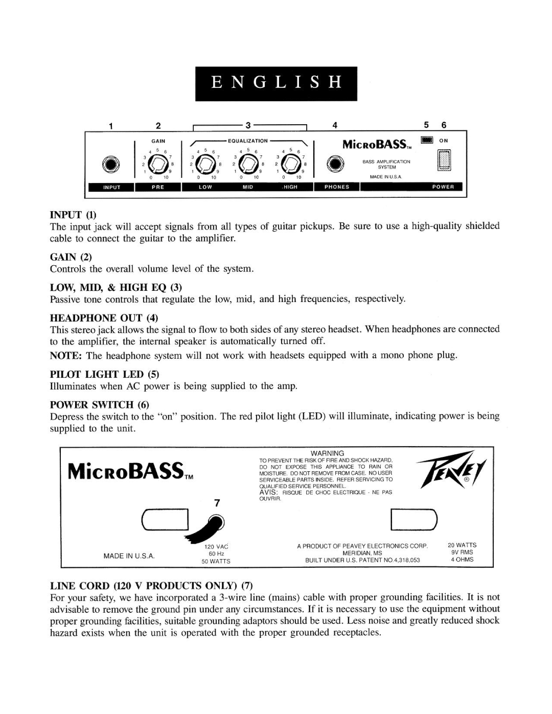 Peavey Bass Amplification System manual 