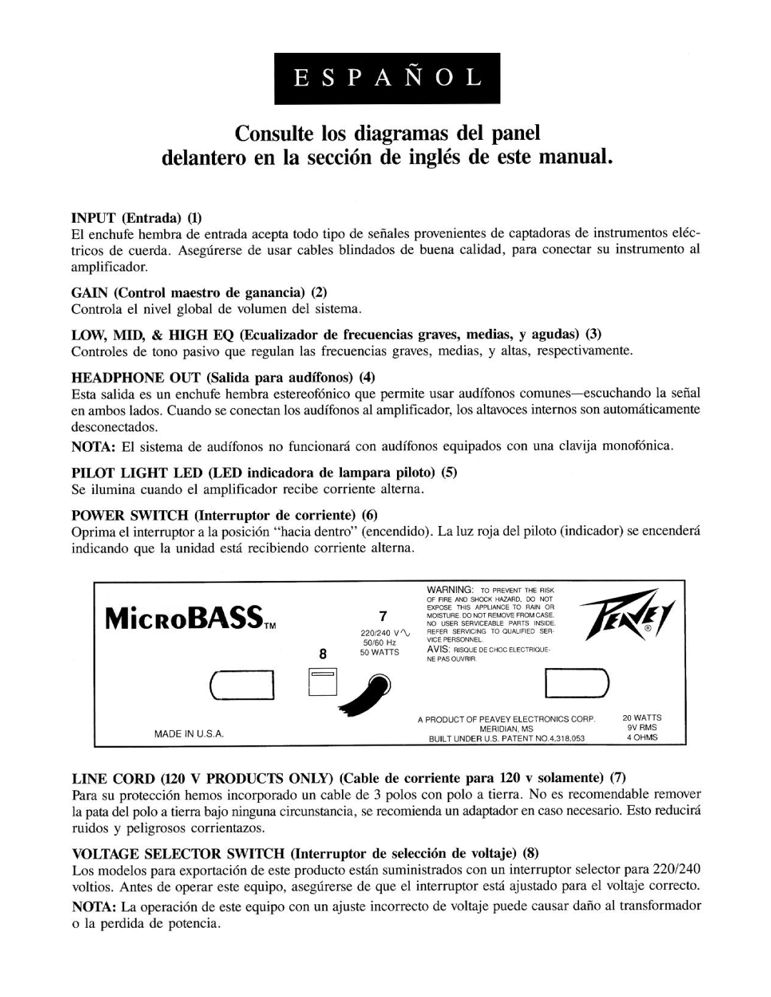 Peavey Bass Amplification System manual 