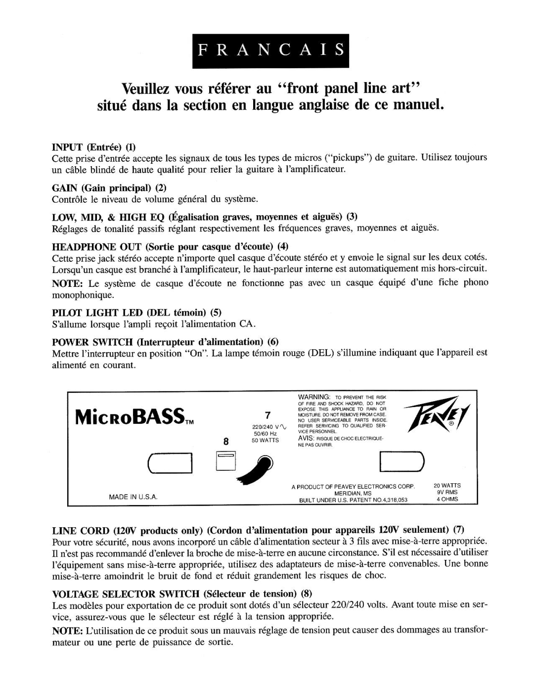 Peavey Bass Amplification System manual 