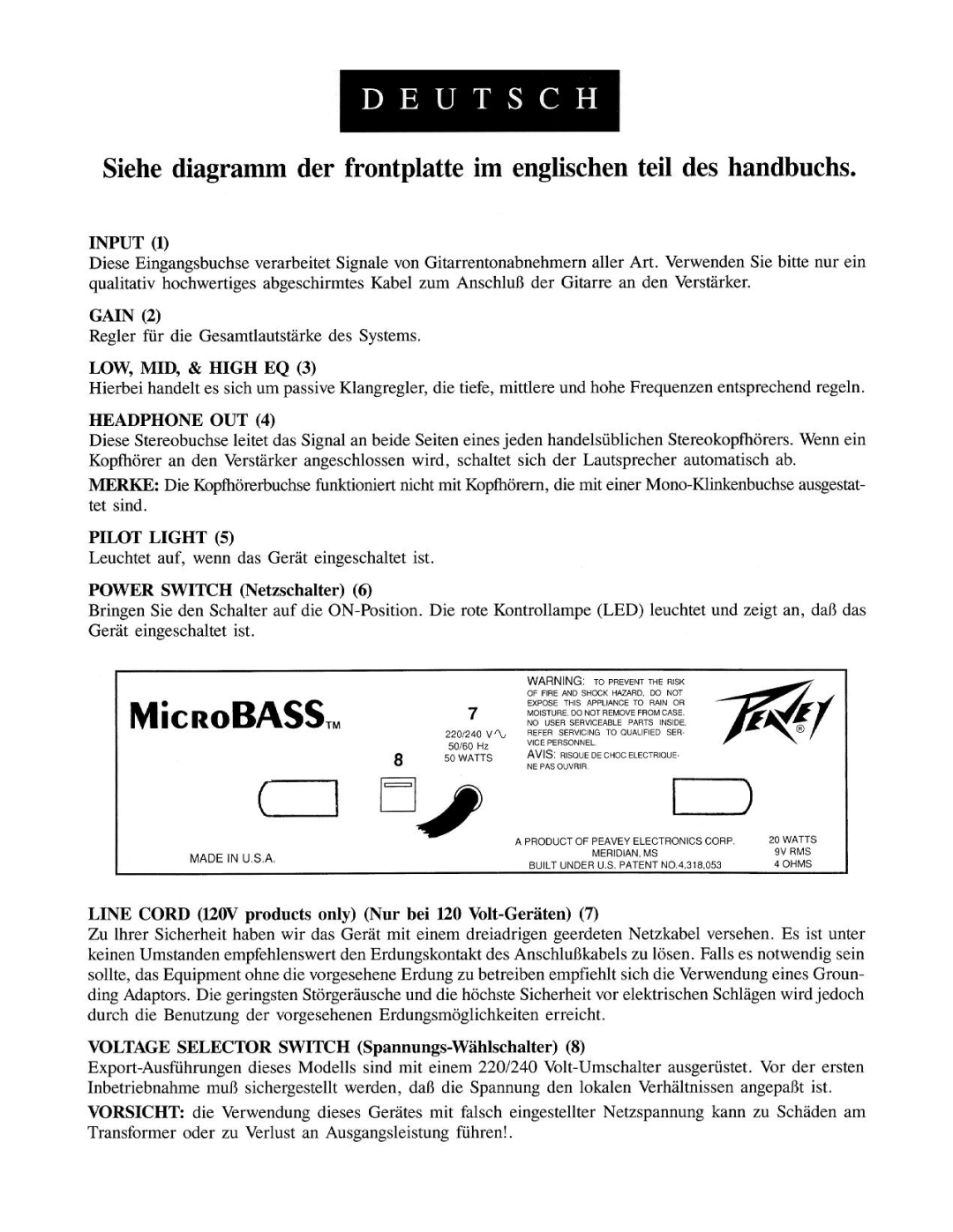 Peavey Bass Amplification System manual 