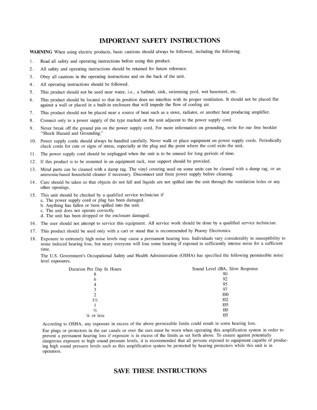 Peavey Bass Amplification System manual 