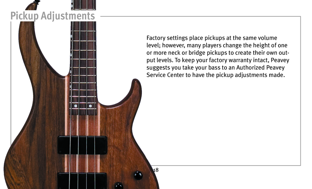 Peavey Bass owner manual Pickup Adjustments 