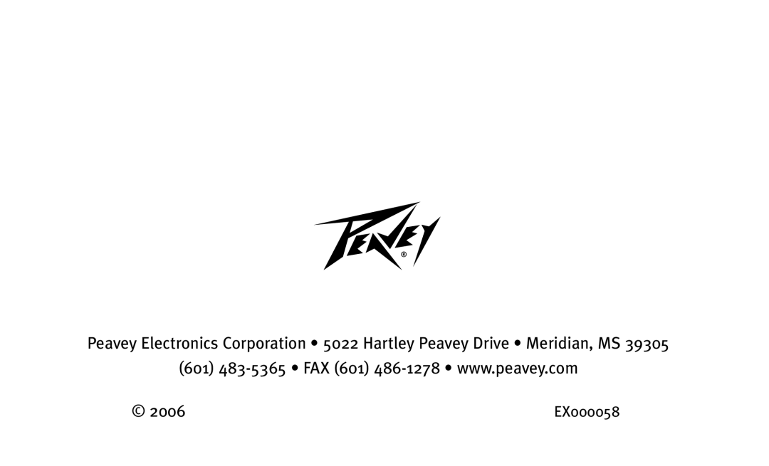 Peavey Bass owner manual EX000058 