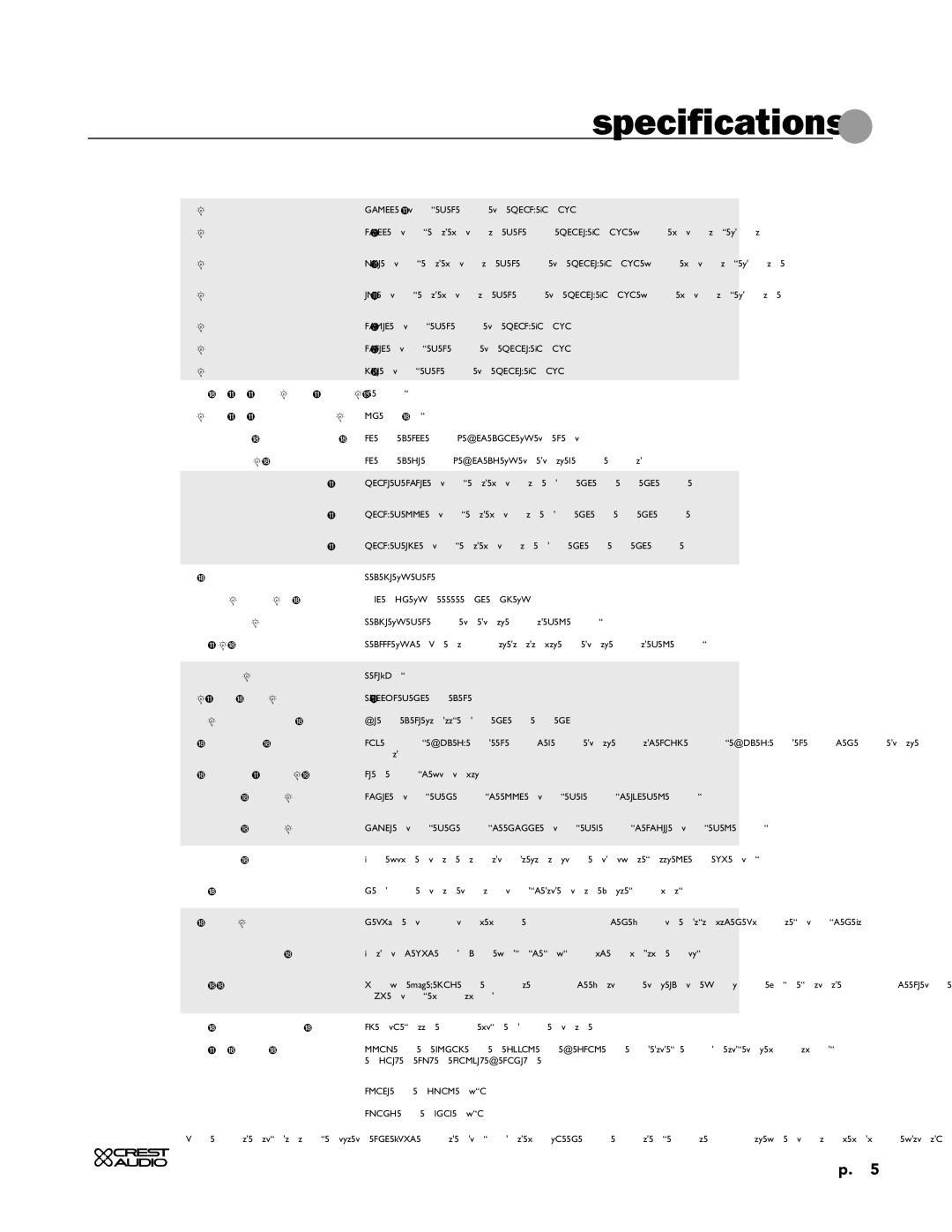 Peavey CC 1800, CC 4000, CC 2800 owner manual Specifications a 