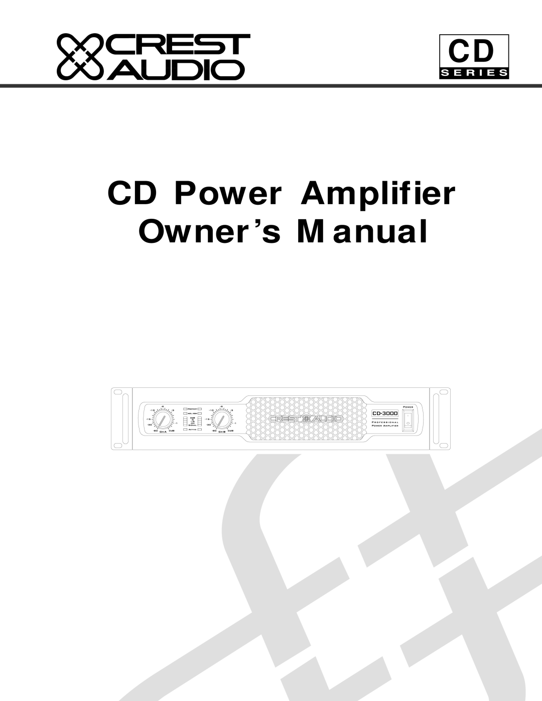 Peavey CD Series owner manual CD Power Amplifier 