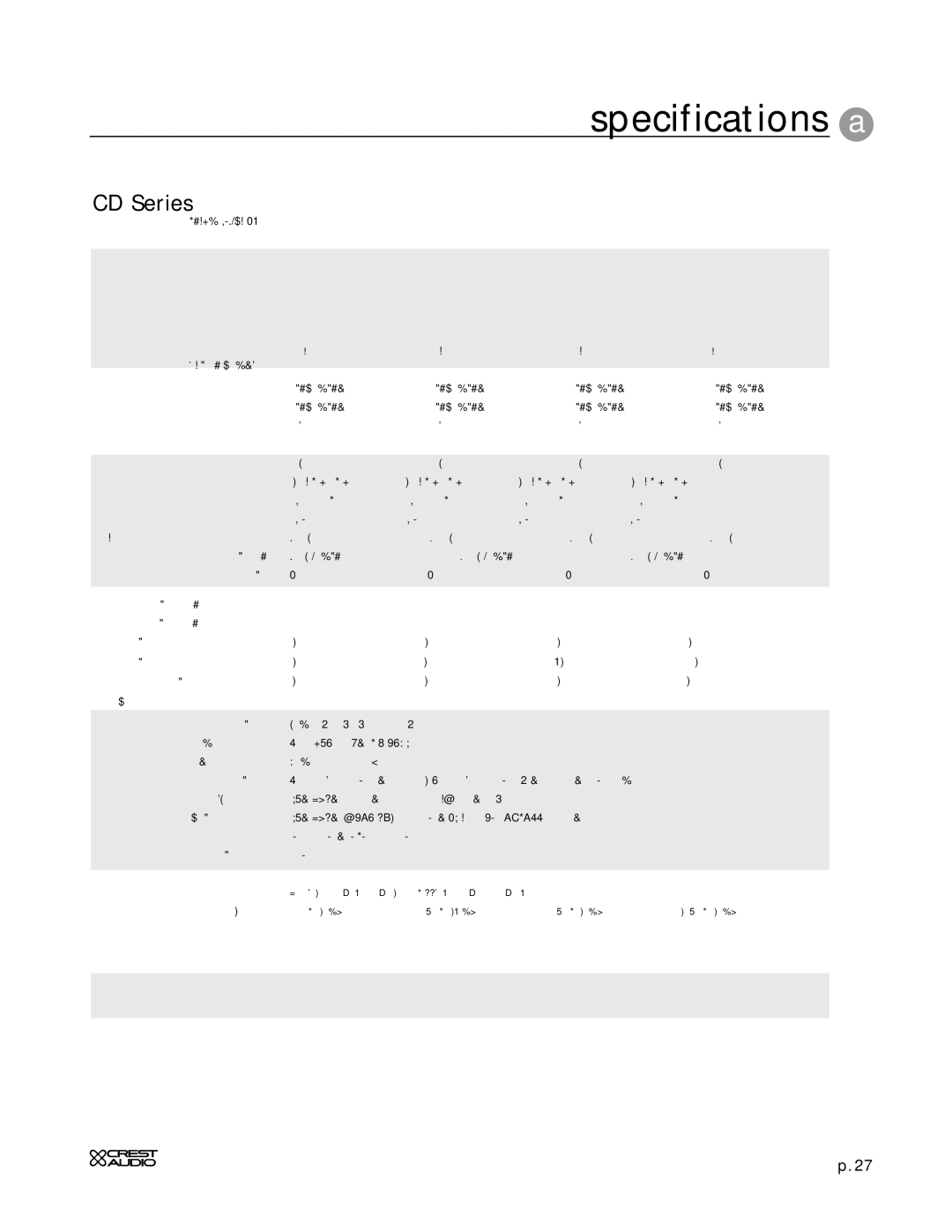 Peavey CD Series owner manual Specifications a 