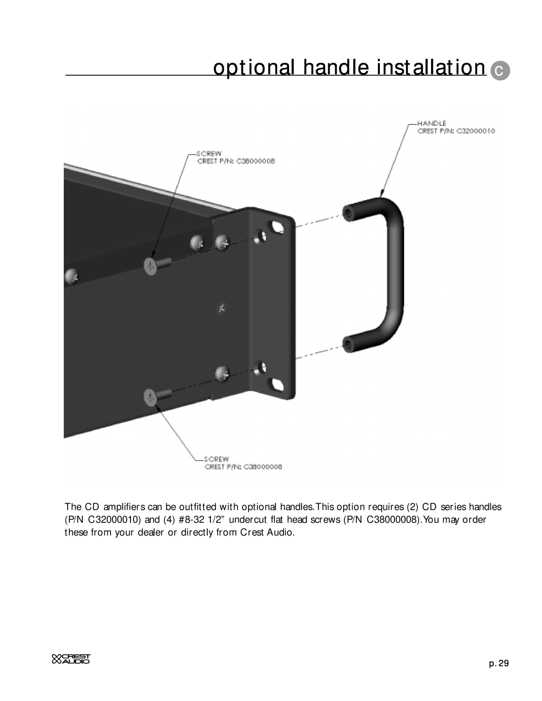Peavey CD Series owner manual optional handle installation c, p.29 