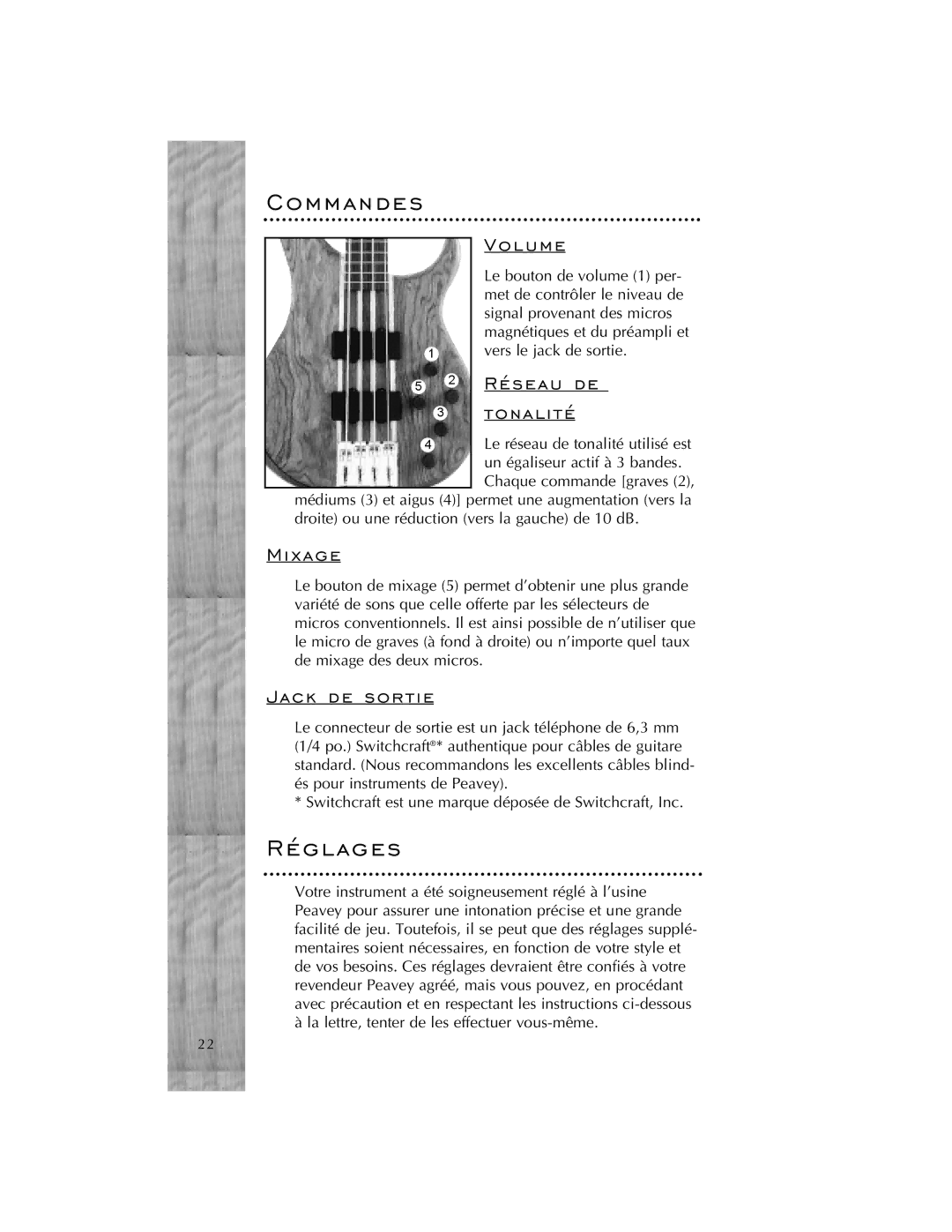 Peavey Cirrus manual Commandes, Ég lag e s 