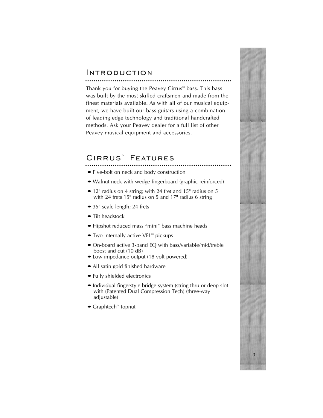 Peavey Cirrus manual Introduction 