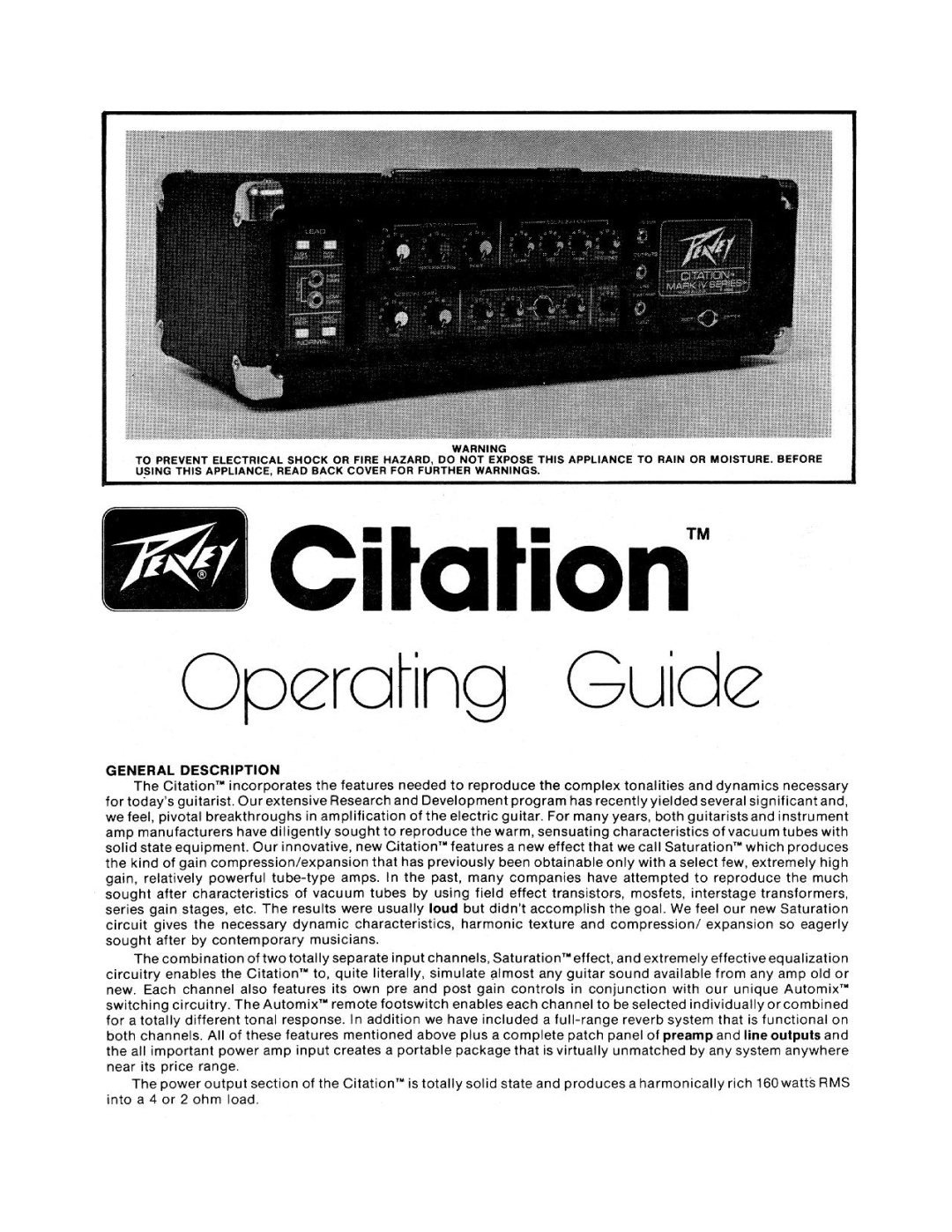 Peavey Citation manual 