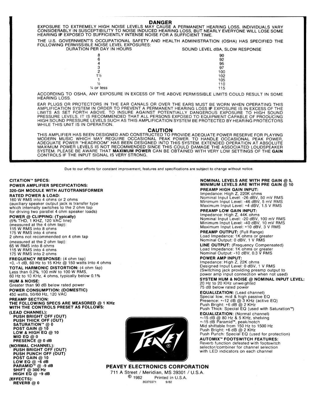 Peavey Citation manual 
