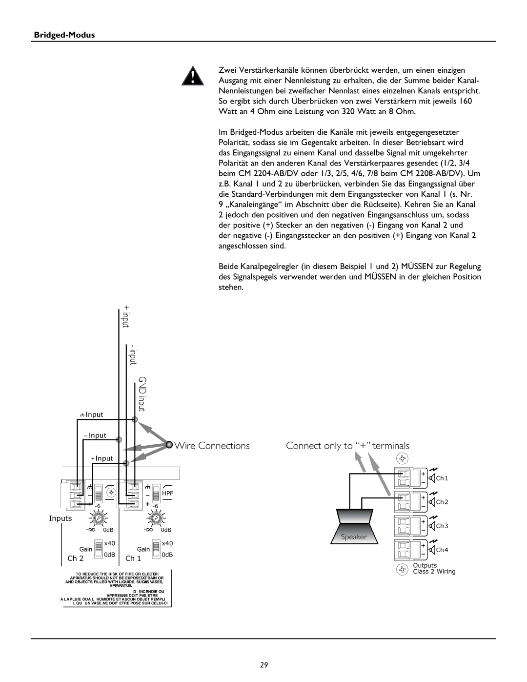 Peavey CM2208, CM2204 owner manual Bridged-Modus 