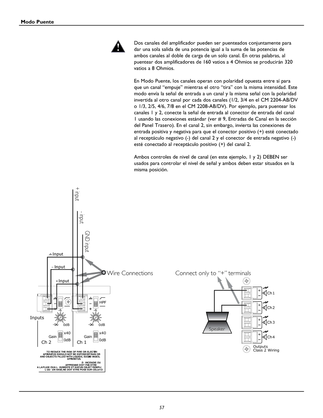 Peavey CM2208, CM2204 owner manual Modo Puente 