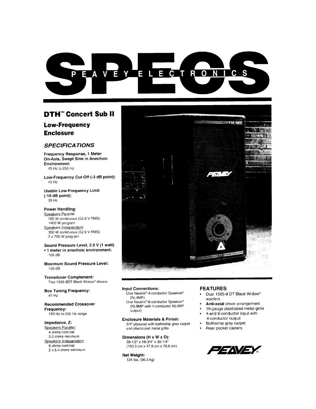 Peavey Concert Sub II manual 