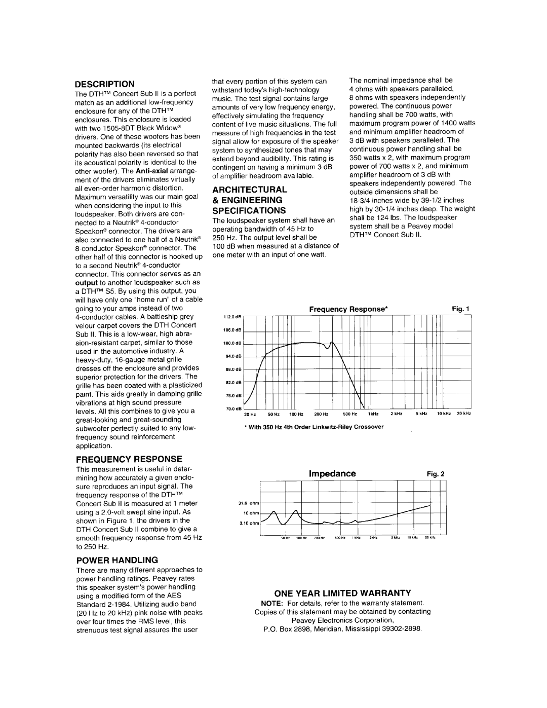 Peavey Concert Sub II manual 