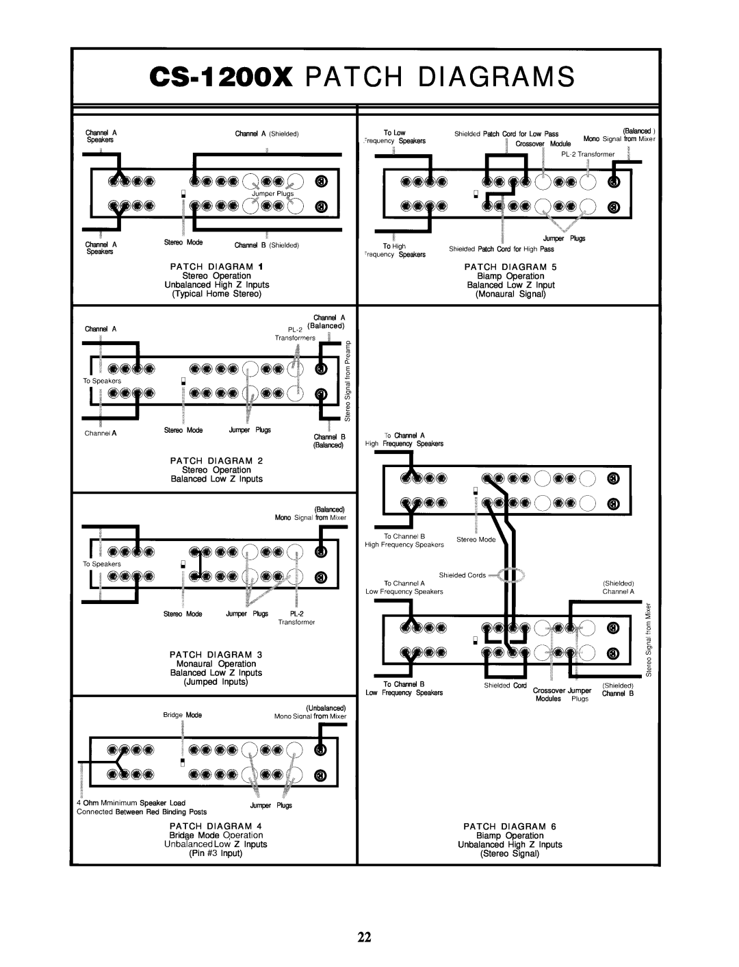 Peavey CS 1200X manual CS42OOX PATCH DIAGRAMS, Patch Diagram 