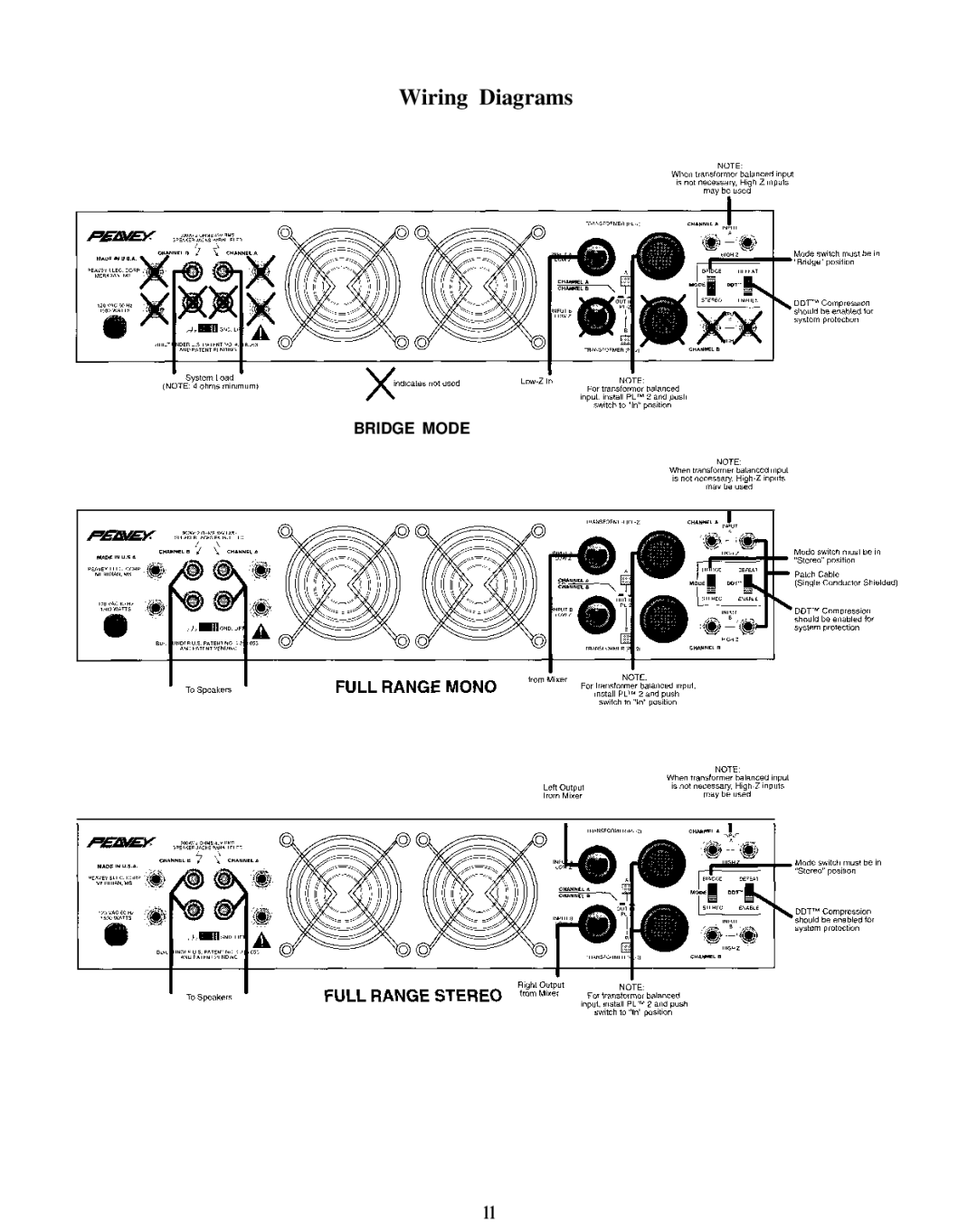 Peavey CS 1800G manual Wiring Diagrams 