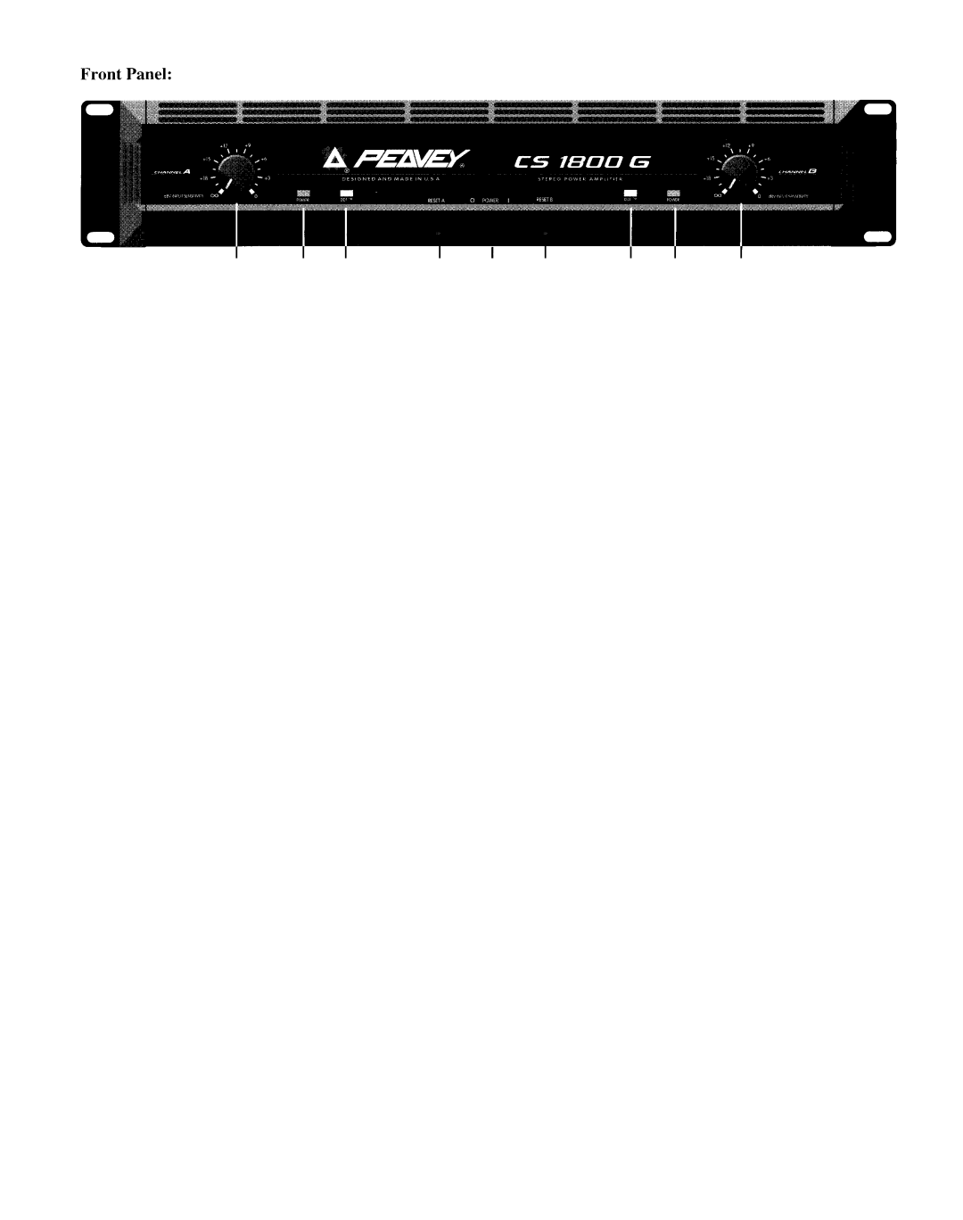 Peavey CS 1800G manual Front Panel Features Channels a & B Input Sensitivity, Power LED, Ddttm Active LED, Circuit Breakers 