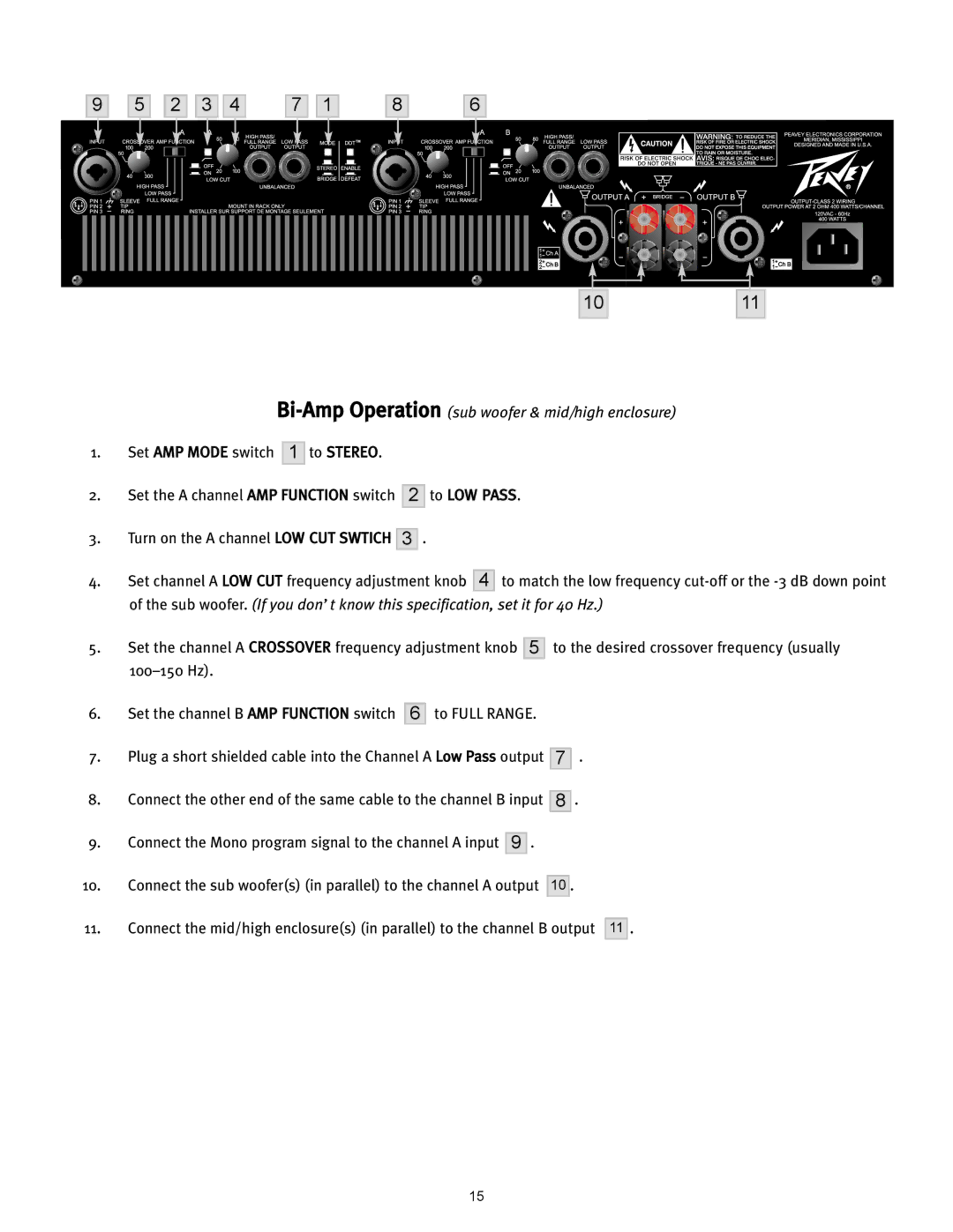 Peavey CS 800H manual To Stereo 