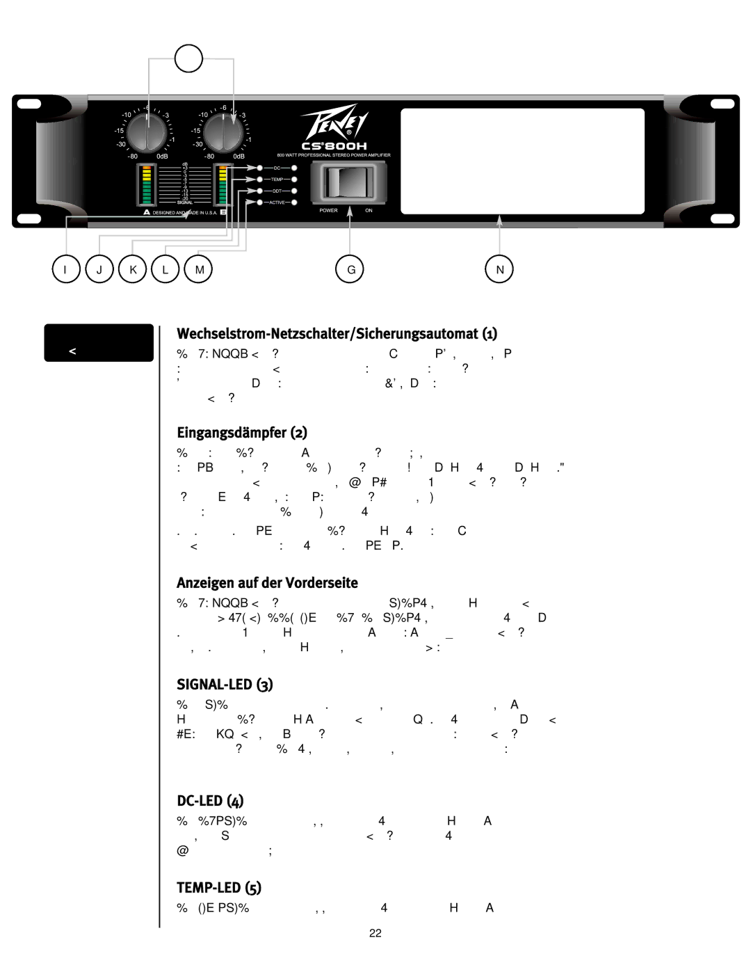 Peavey CS 800H manual Signal-Led, Temp-Led 