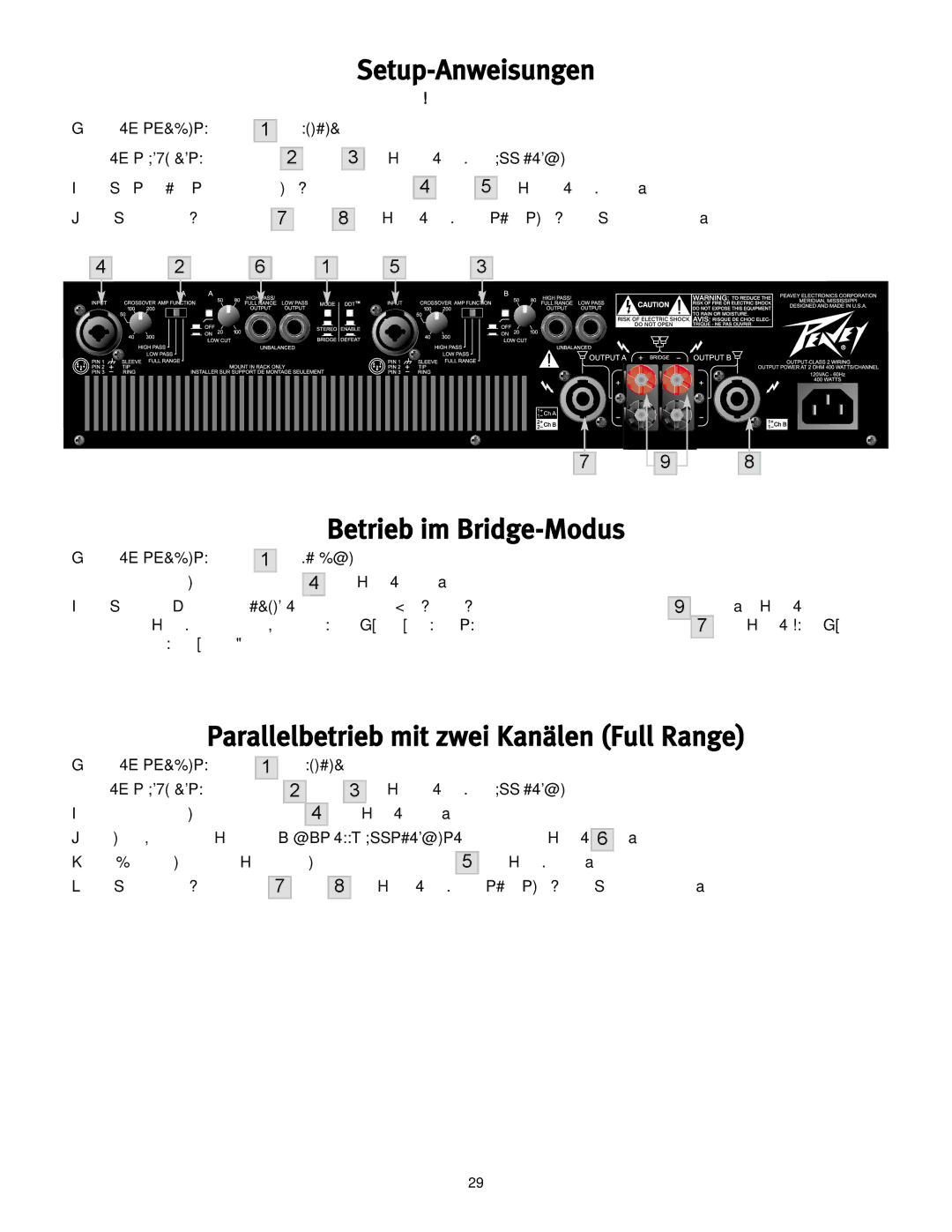 Peavey CS 800H manual Setup-Anweisungen 