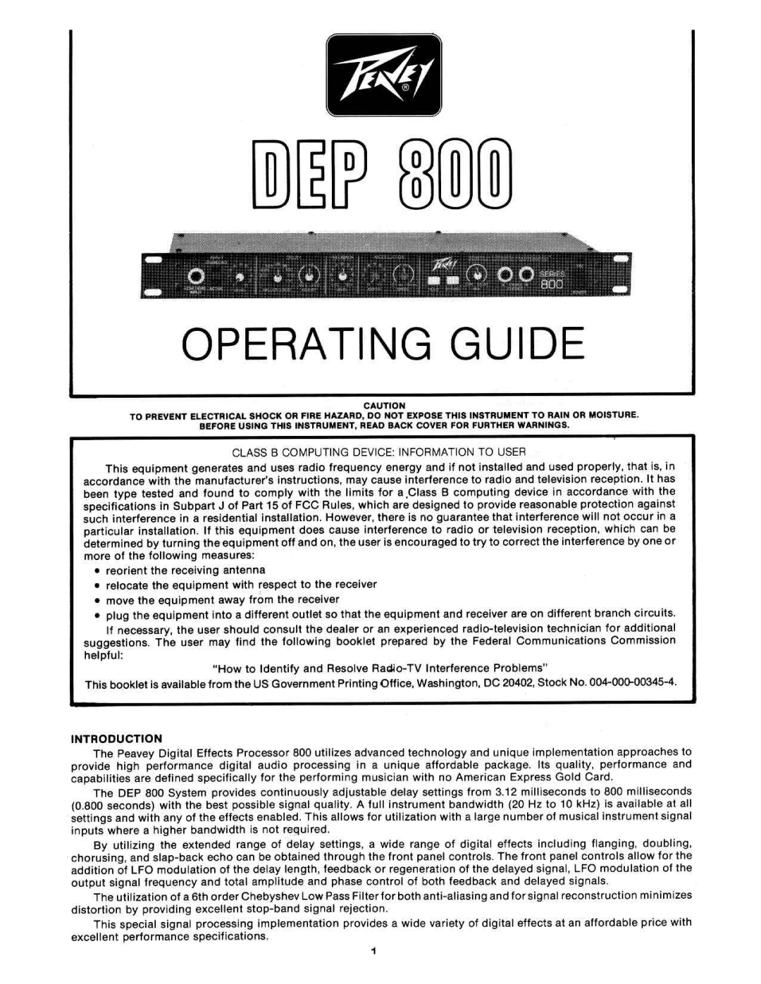 Peavey DEP 800 manual 