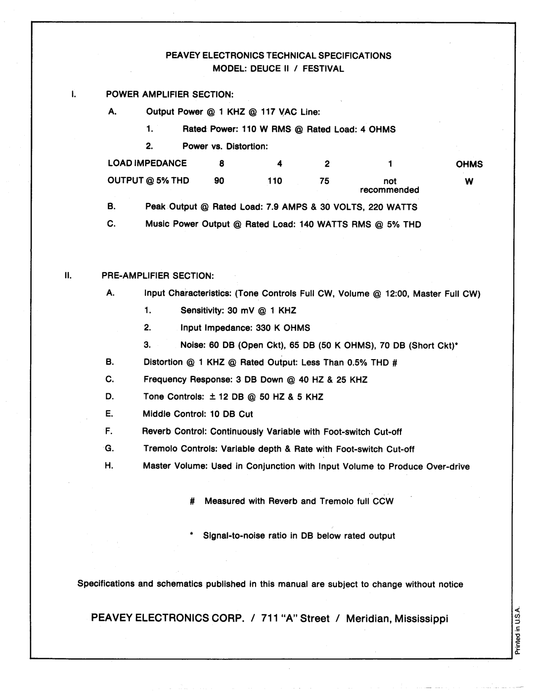 Peavey Deuce II/Festival manual 