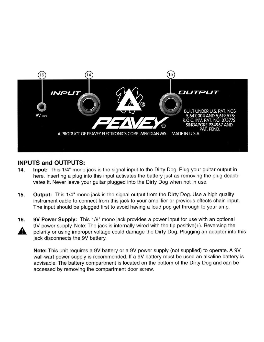 Peavey Dirty Dog manual 