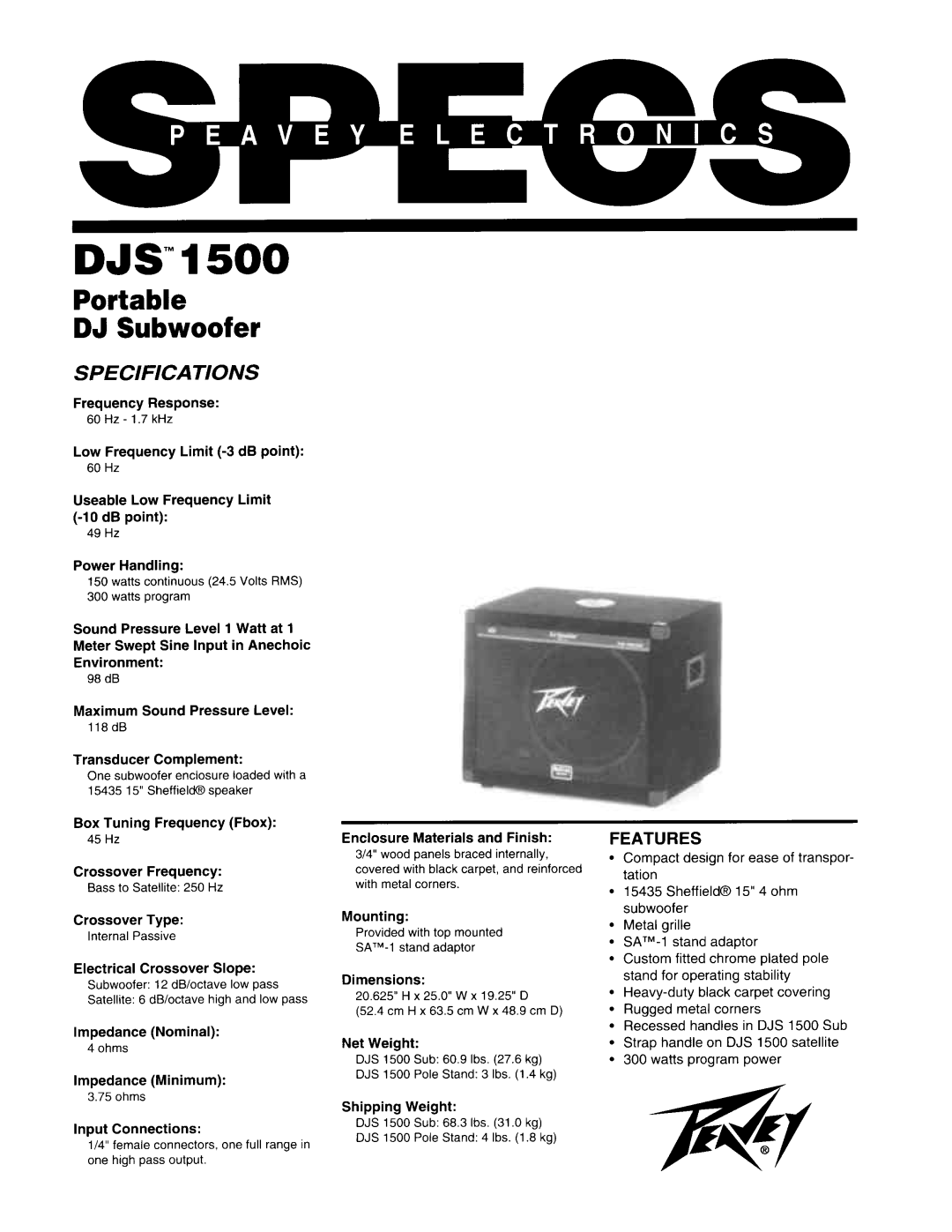 Peavey DJS 1500 manual 