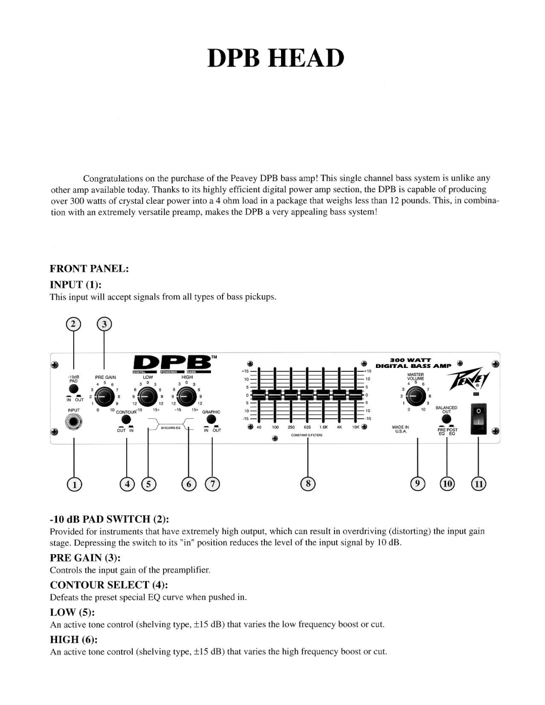 Peavey DPB Head manual 