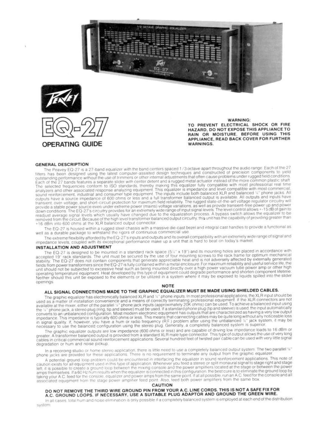 Peavey EQ-27 manual 