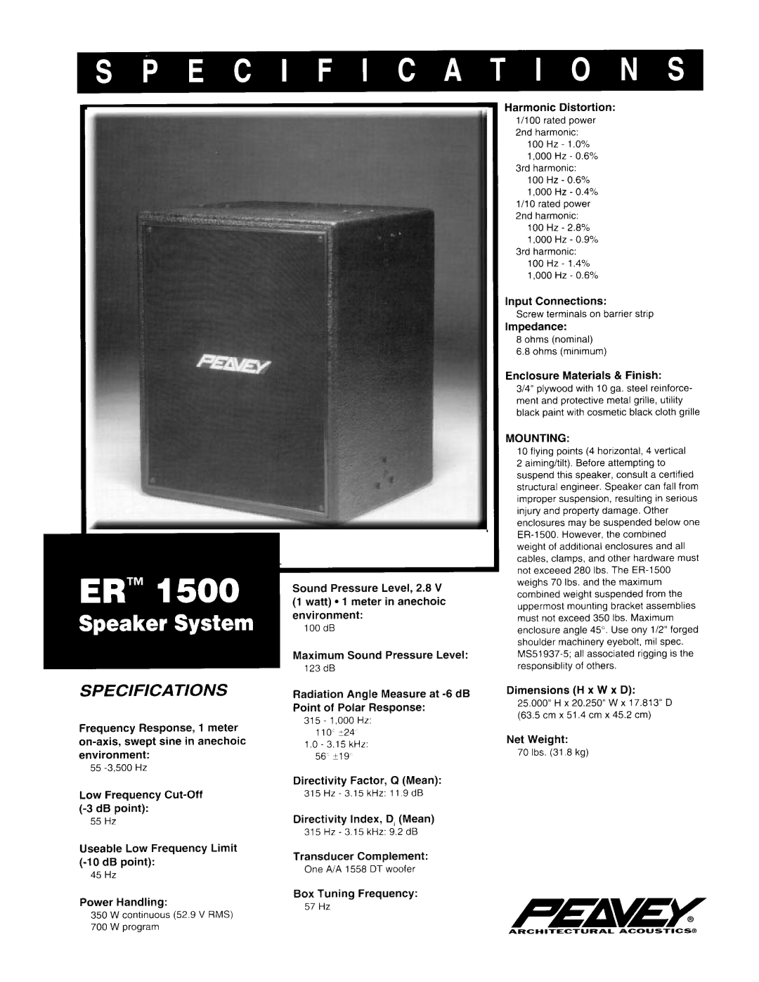 Peavey ER 1500 manual 