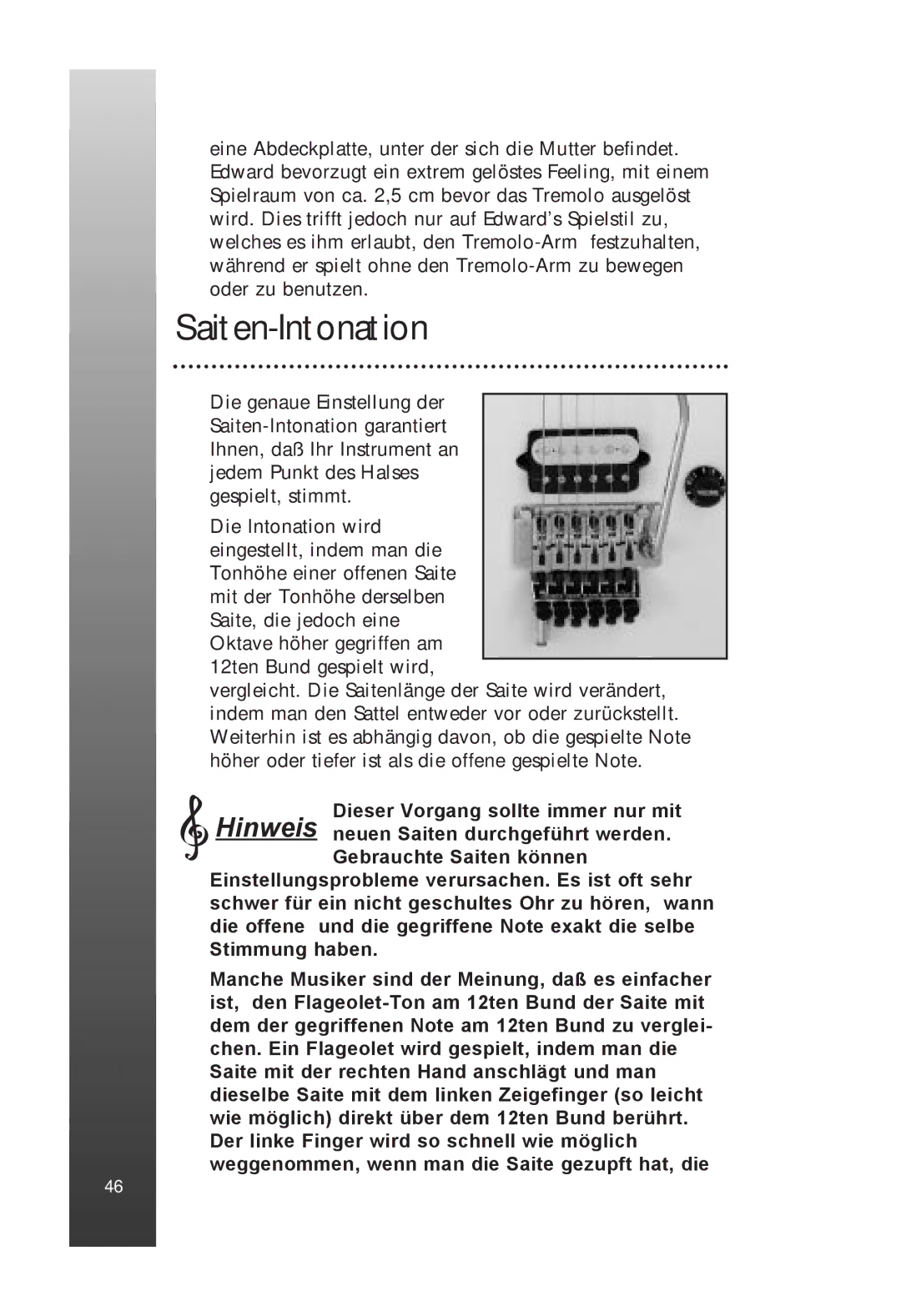 Peavey EVH Wolfgang manual Saiten-Intonation 