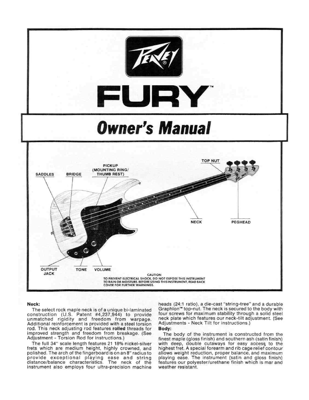 Peavey Fury manual 