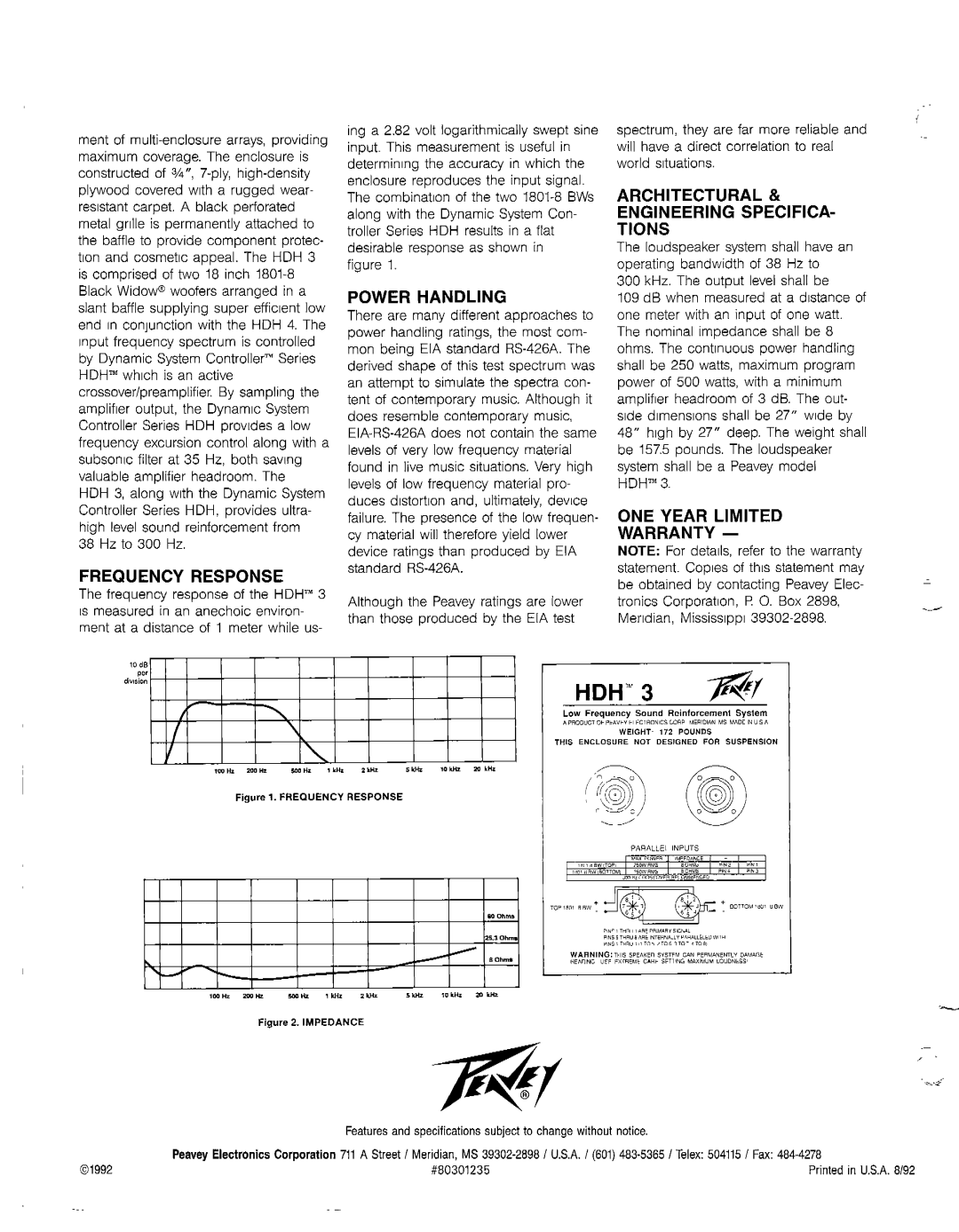 Peavey HDH-3 manual 