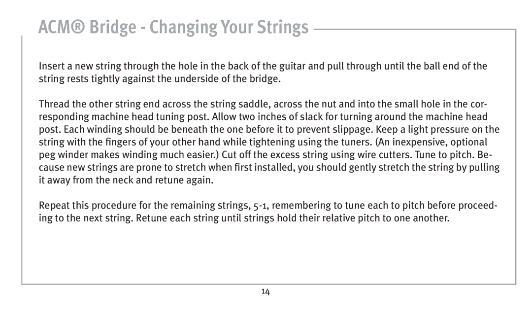 Peavey humbucker model owner manual ACM Bridge Changing Your Strings 