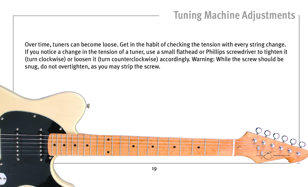 Peavey humbucker model owner manual Tuning Machine Adjustments 