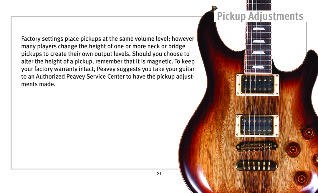 Peavey humbucker model owner manual Pickup Adjustments 