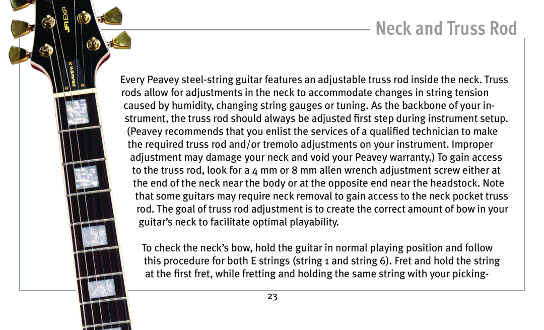 Peavey humbucker model owner manual Neck and Truss Rod 