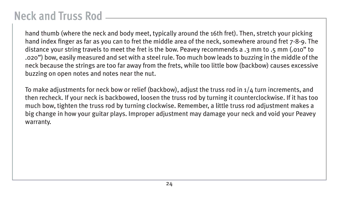 Peavey humbucker model owner manual Neck and Truss Rod 