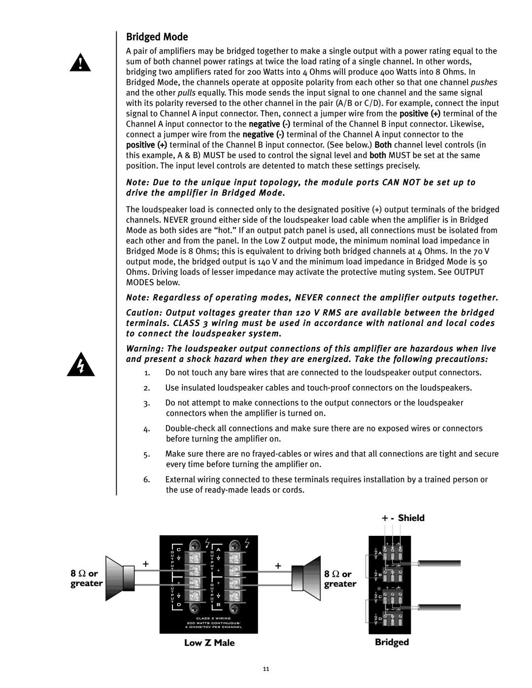 Peavey ICS 4200 user manual Bridged Mode 