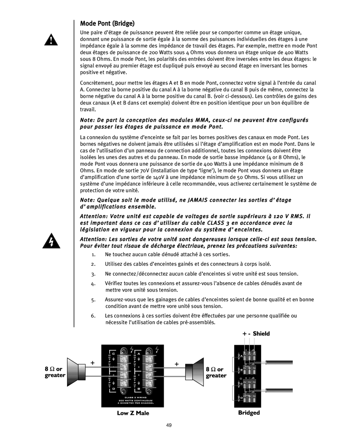 Peavey ICS 4200 user manual Mode Pont Bridge 