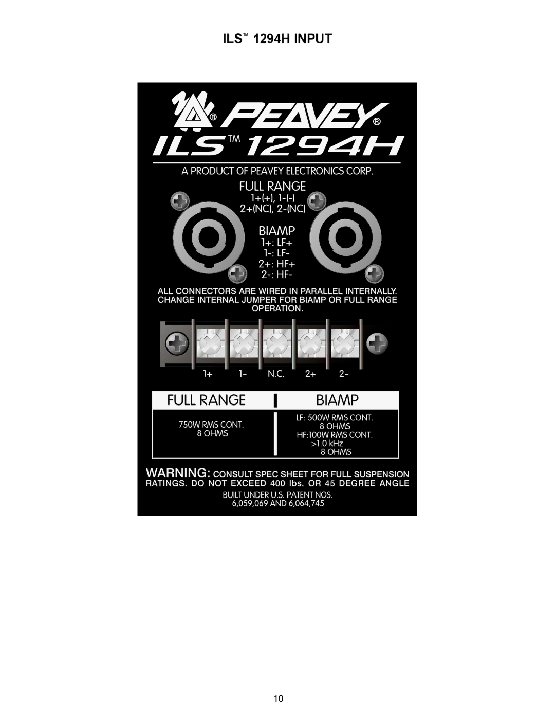 Peavey ILS 1294 H specifications ILSTM1294H 