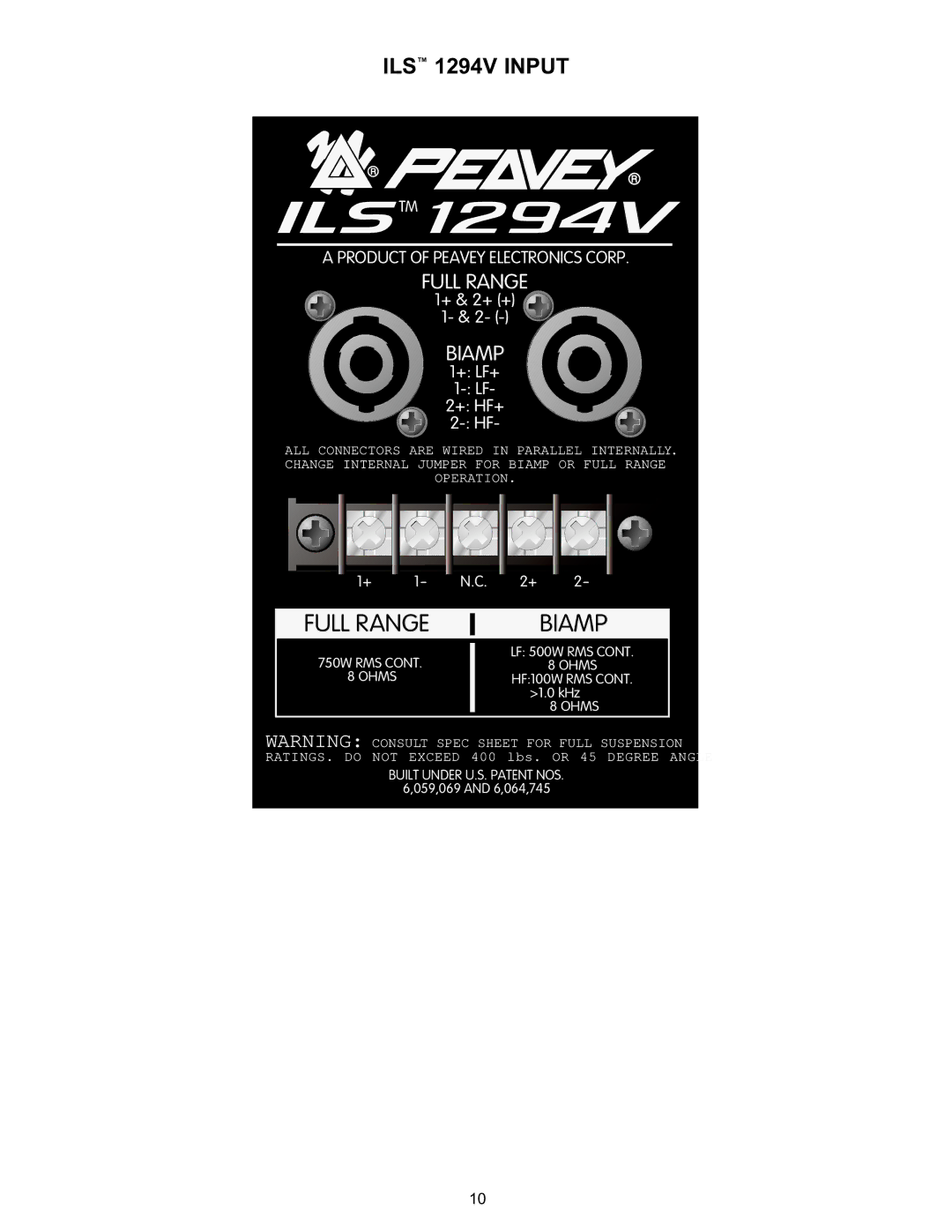 Peavey ILS 1294V specifications ILSTM1294V 