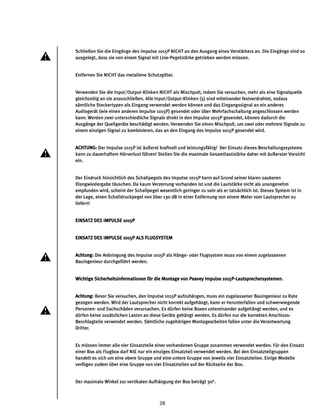 Peavey Impulse 1015P operation manual 