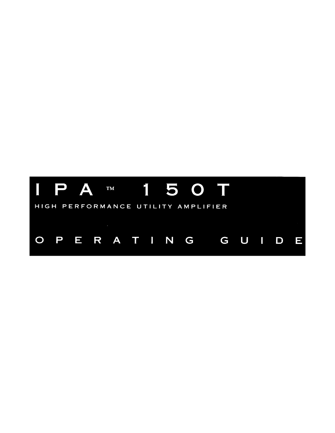 Peavey IPA 150T manual 